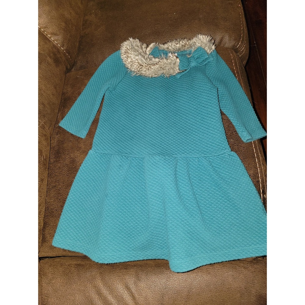 Janie and jack Swiss slopes dress with faux fur collar size 5